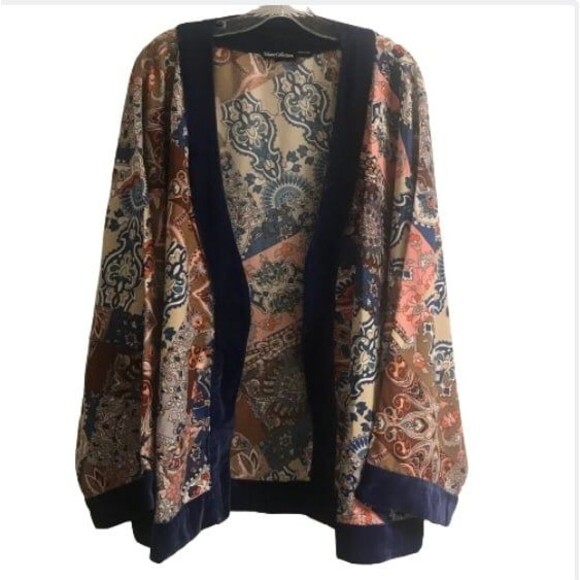 Tolani Collection Multi Print Velvet Trimmed Pajamas Lounge Wear 2X - Picture 2 of 11